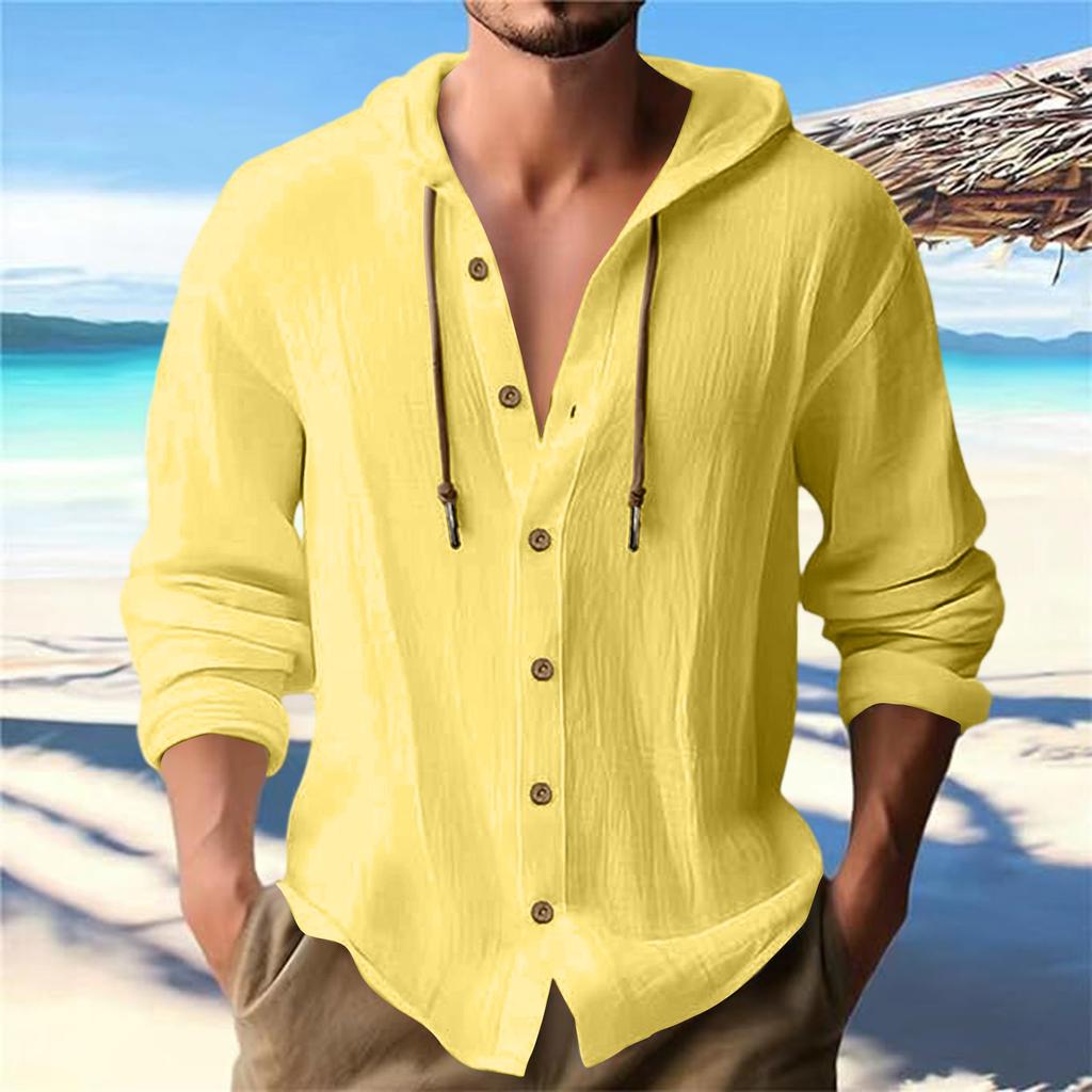 Men's Summer New Loose Print Long Sleeve Shirt Cardigan Beach Shirt