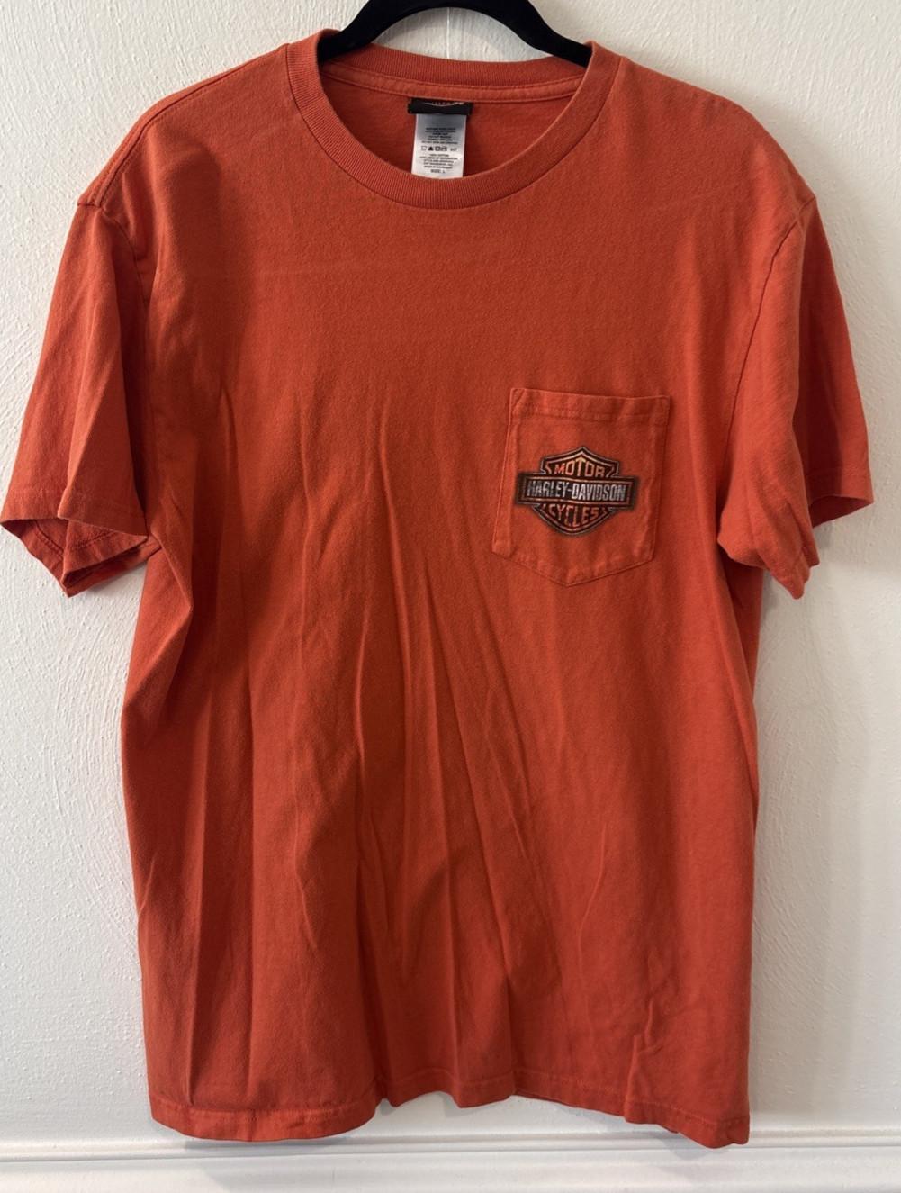 Harley Davidson Smoky Mountain T Shirt Maryville TN Orange Pocket Tee Size L Unisex T-Shirt XXXL