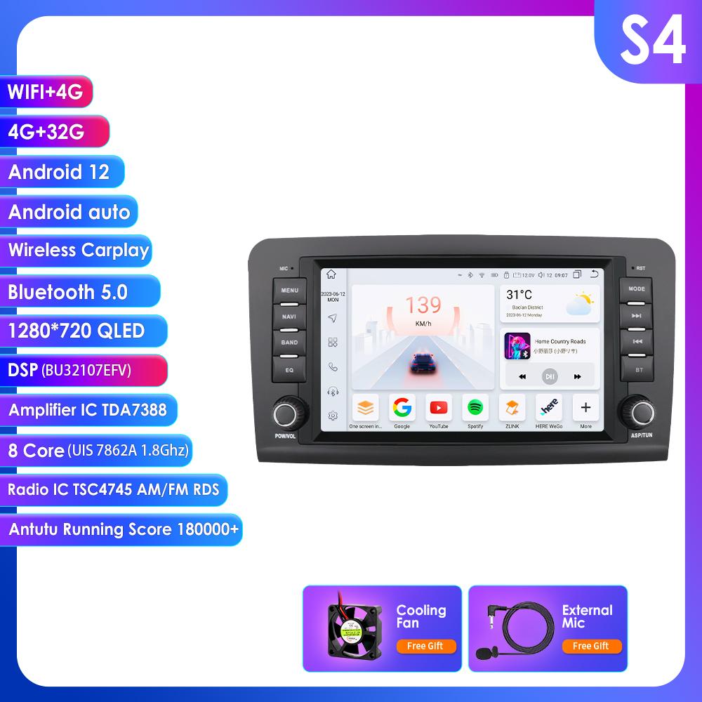 Ossuret 2Din Android 13 Car Radio for Mercedes Benz GL ML W164 ML350 ML500 X164 GL35 GL45 2005-2012 Navigation GPS Intelligent Multimedia Video WIFI