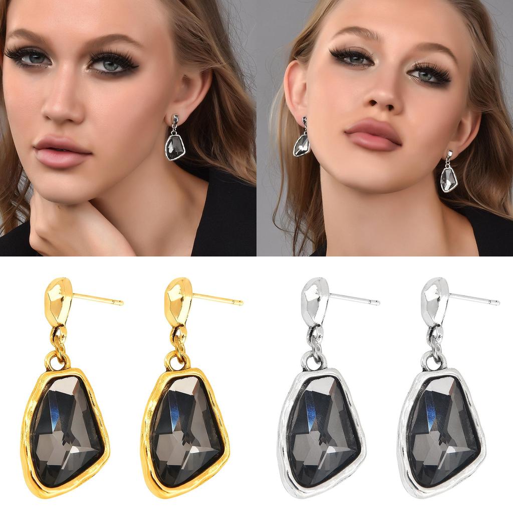 Copper Gold Water Drop Earrings With Silver Ear Pins For Women Fashion Jewelry
