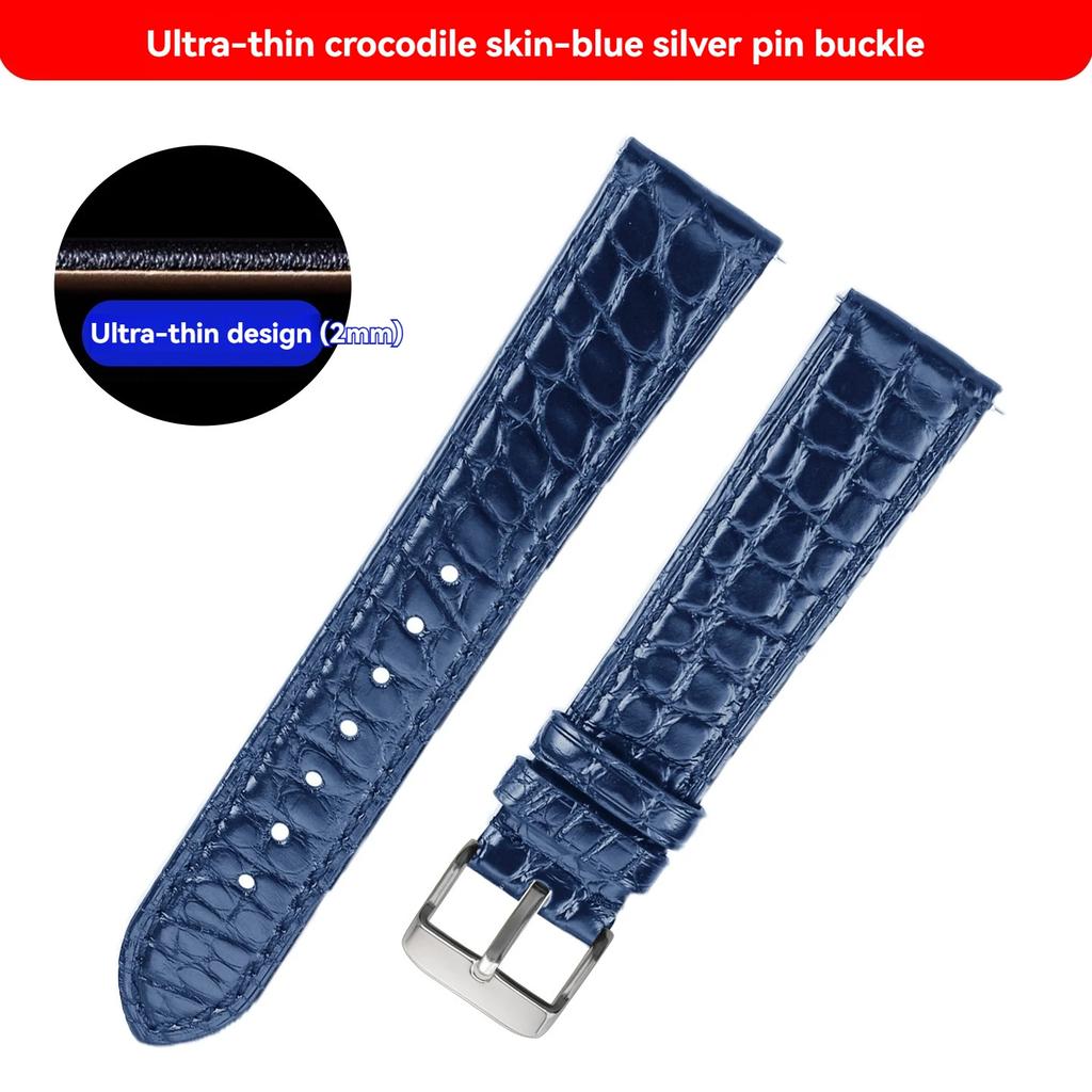 13-22mm High-end crocodile strap quick-release Cowhide base watchband ultra-thin soft unisex for Longines Rossini Cartier Omega