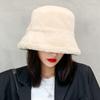 Windproof Women's Plush Hat Imitation Fur Warm Fisherman Hat Personality Wool Bucket Hat  Ladies