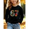 Unisex Kids White Long Sleeve Tee For 4-12 Boys Girls Traditional Old School Tattoo Style Number 67 Swallow Wave Fire Vintage Print Long Sleeve Top