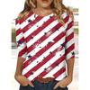 Women's T shirt Long Sleeve Crew Neck Long Sleeve Tunic Graphic Flag Top