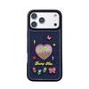 Korean Embroidery Heart & Flower Denim Case for iPhone 14-17 Pro Max