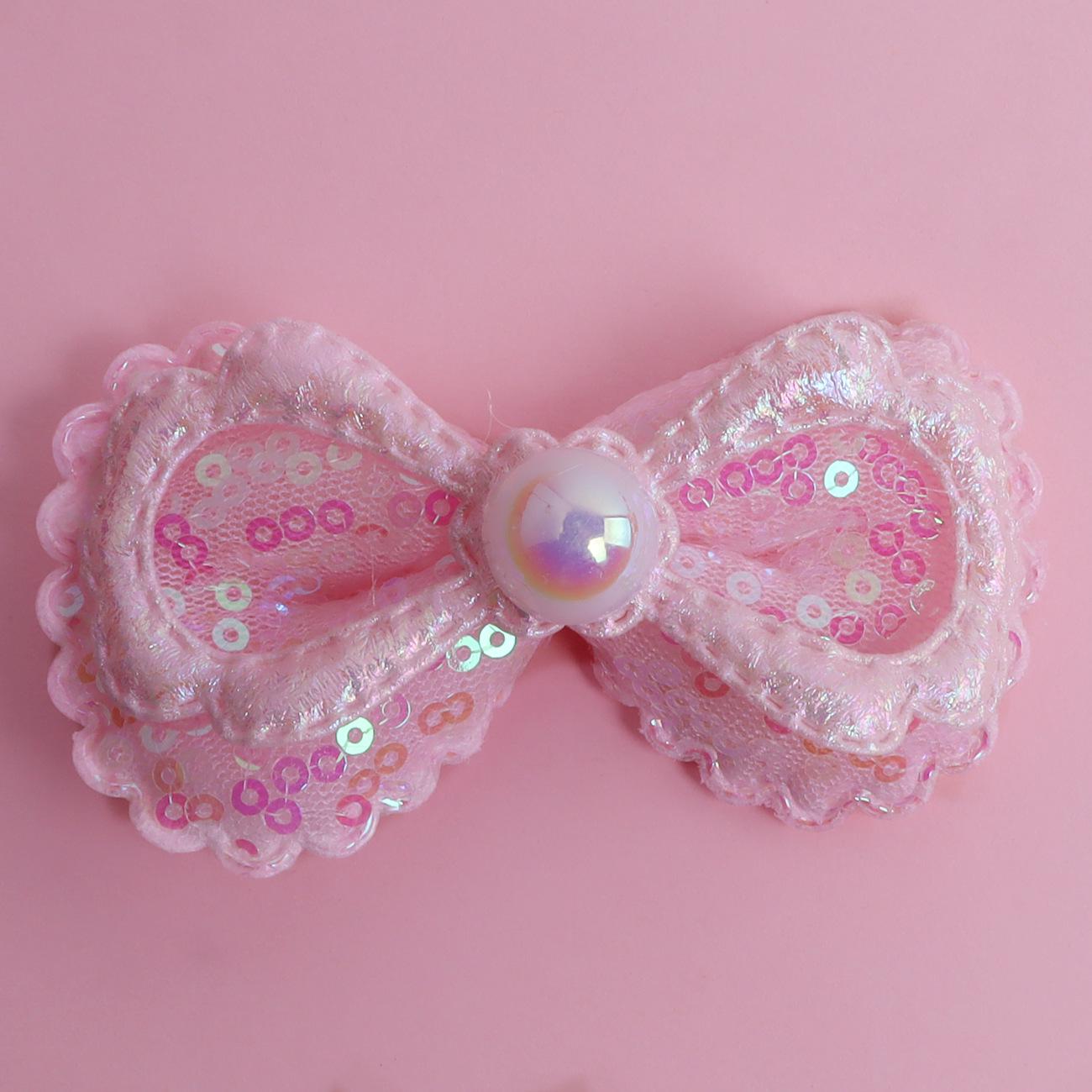 DIY Sequin Bow Double-Layered Fabric Brooch for Children - Hair, Shoe, Clothing, and Bag Accessory розовый