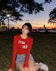 MUAHMUAH Dot Star Patch Long Sleeve T-Shirt [Red]