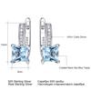 5mm Nano Sky Blue Topaz Quadrat 925 Sterling Silber Clip Ohrring AAA Weiß Runde Zirkon Frauen Ohrringe