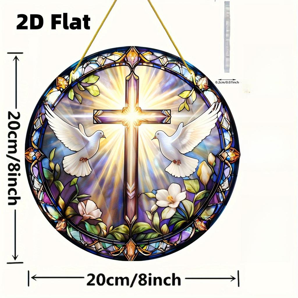 2D Flat Acrylic Cross - Colorful Design, Indoor and Outdoor Decoration - No Battery/Electricity Required, Free Day Decoration, Shop Decoration,