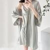 Sexy pajamas women's summer 1011 new ice silk suspender nightgown set Internet celebrity live broadcast explosion long-sleeved loungewear