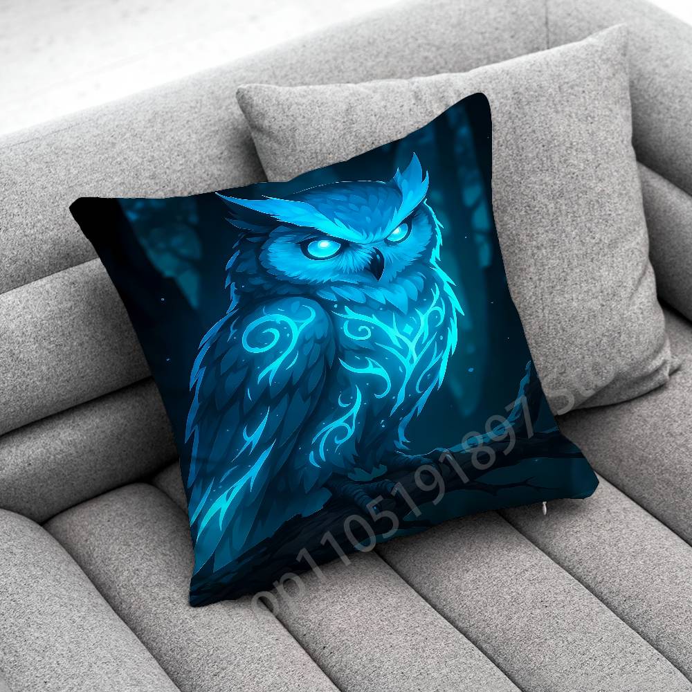 Nighthawk Night Owl Bird Throw Pillow Case For 50x50cm 30x30cm 55x55cm 45x45cm 40x40cm Square Bed Pillowcase Cover