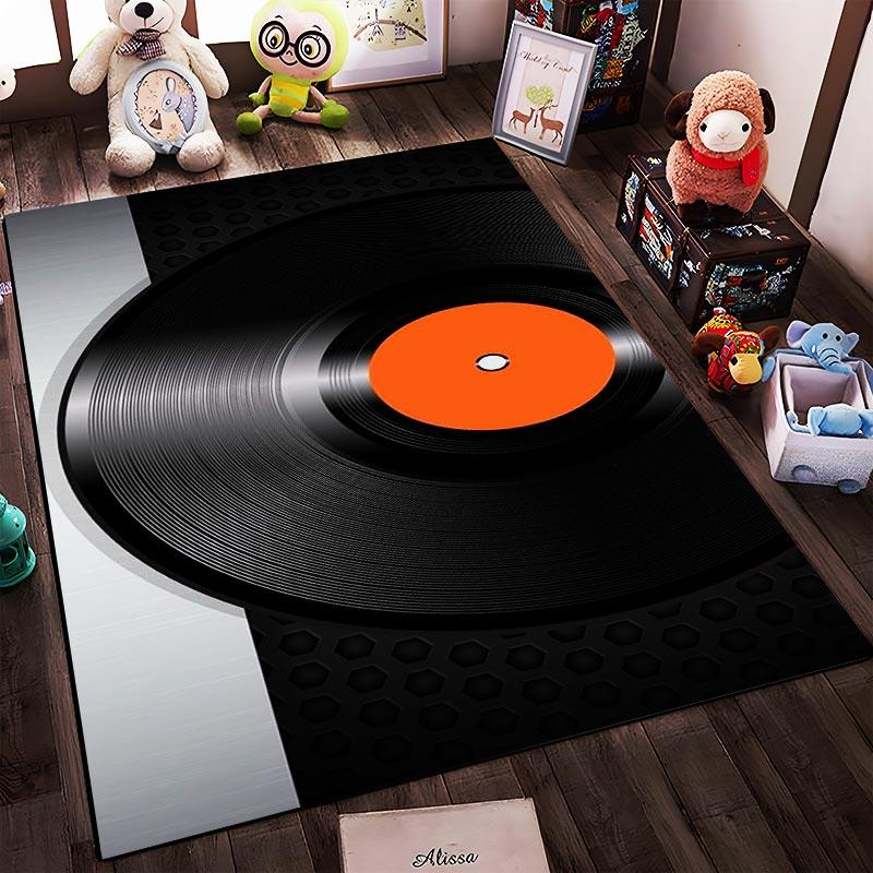 Vintage Vinyl Record Design Carpet for Living Room, Music Lover Decor Suitable for use as an anti-slip for living room bedroom sofas