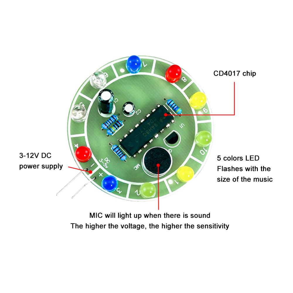 CD 1117 Colorful Voice Control Rotating Led Module Light Kit Electronic Manufacturing Diy Kit Spare Parts Laboratory Accessories