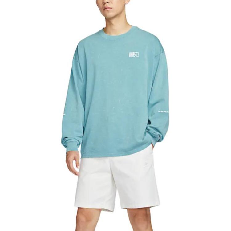 

Nike Sportswear Loose Thick Round Neck Dopamine Long Sleeve T-Shirt Men Tops Denim-Blue Green HQ0893464 XL