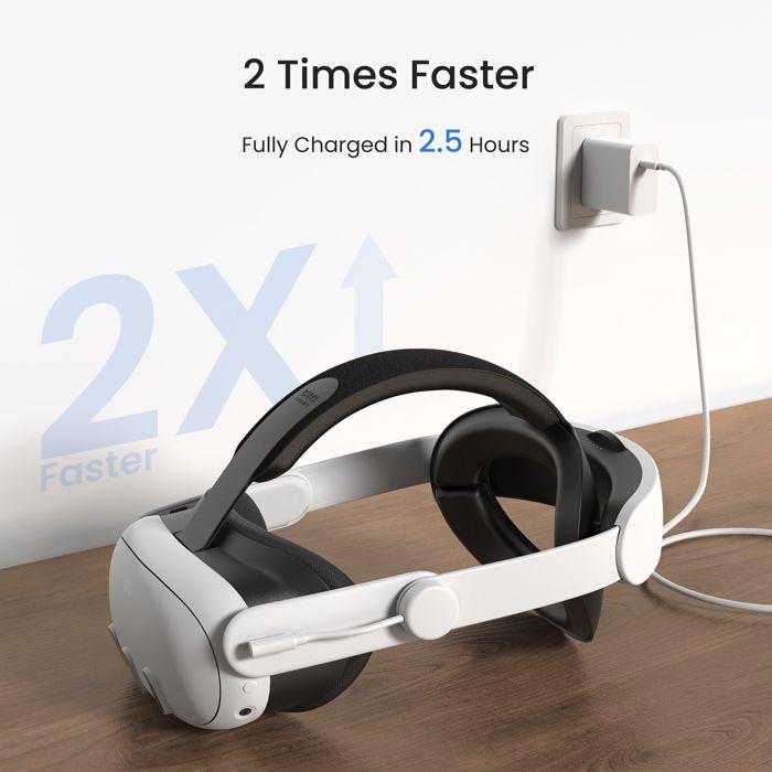 Sangle de tête - kiwi design - k4 boost - compatible meta quest 3/3s - charge dualboost - couleur blanc