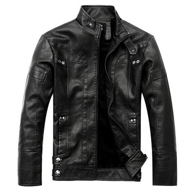 Men's PU Leather Stand Collar Coat Leather Jacket