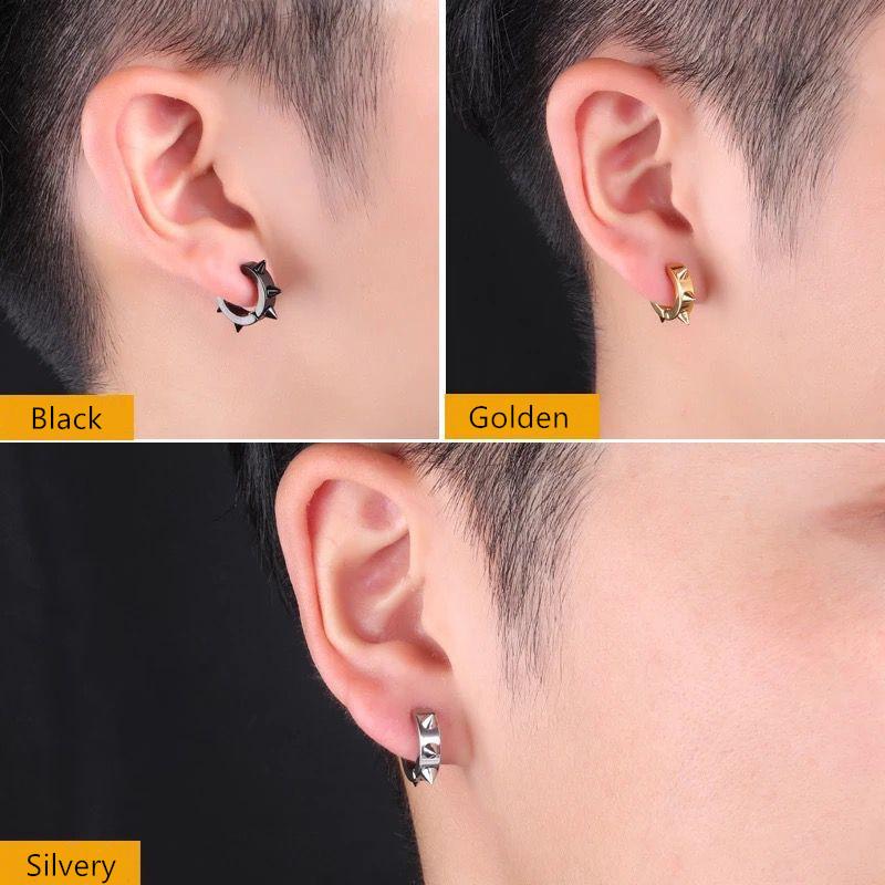 New Fashion Personalized Titanium Steel Earrings Cool Willow None Pierced Earrings Men's Creative Design Ear Clip Jewerly