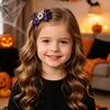Festive Hair Styling Tools Halloween Glitter Bow Clips for Kids Baby Girls, Double Layer Shiny Party Barrettes Ghost/Pumpkin/Eyeball Bowtie
