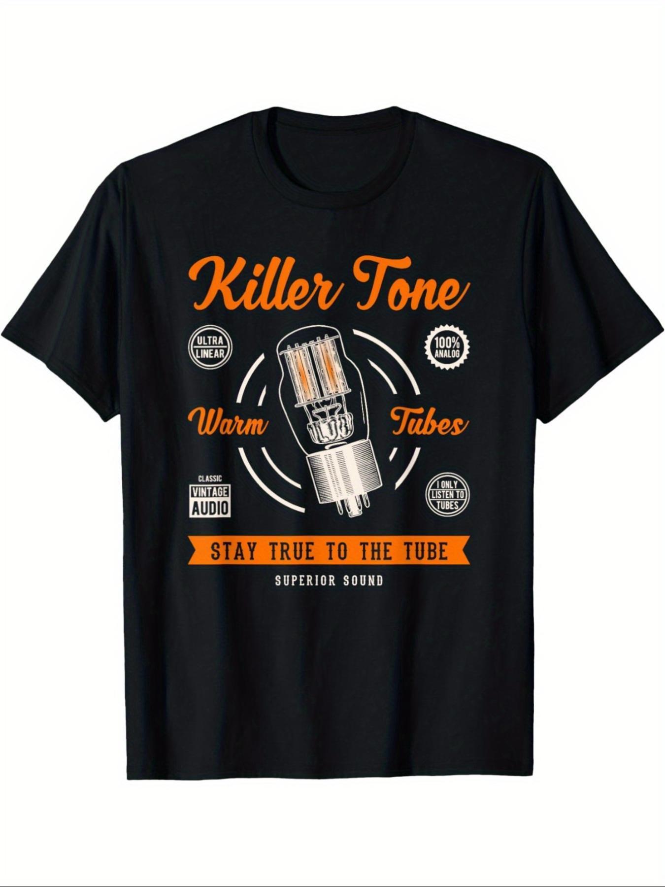 

Vintage Tube Amp T-Shirt | Retro Vacuum Tube Guitar Amplifier Design with Tube Diagrams S