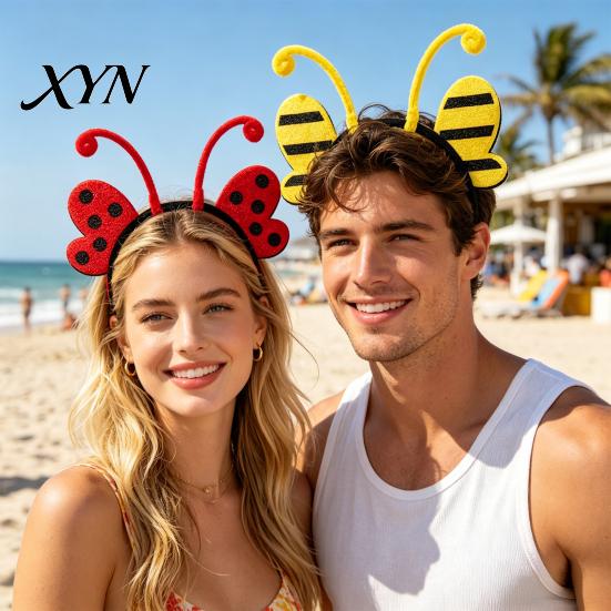 Thin Hairband for Running Insect Wing And Antenna Headband, Cute Butterfly Bee Ladybug Bendable Tentacle Hair Accessory Felt Headpiece Halloween