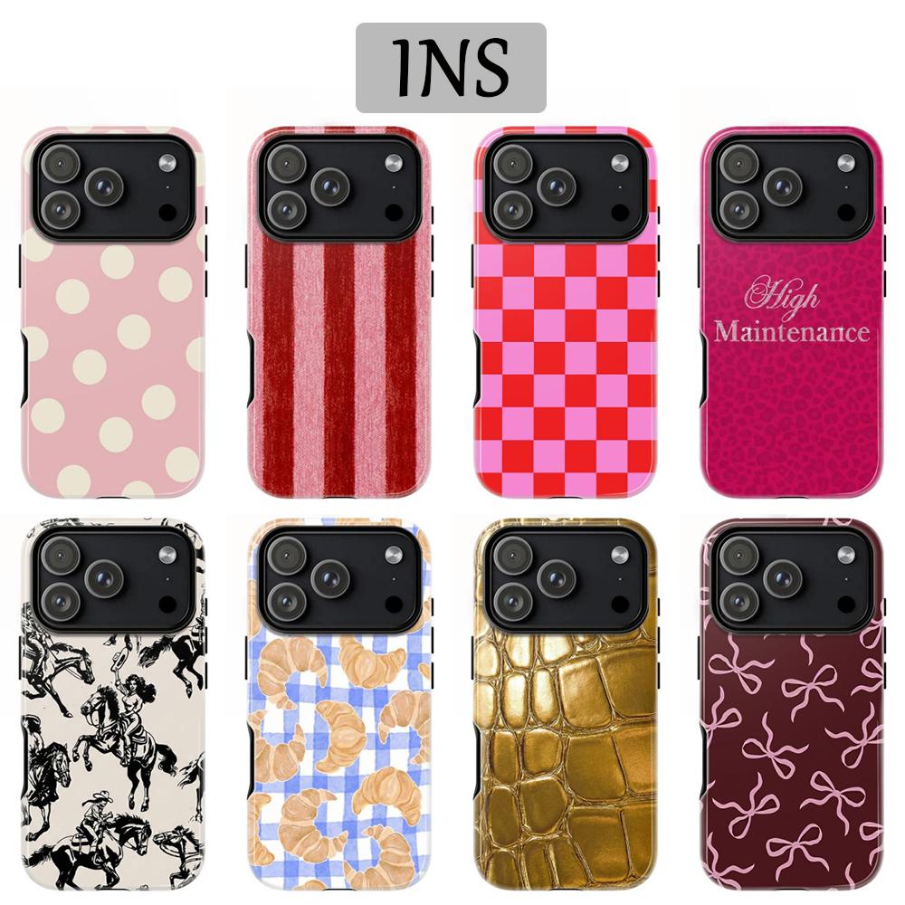 Clmj Checkered Art Phone Case for IPhone 17 17e 16e 16 15 14 13 12 11 X XS XR XSMAX 7 8 Air Pro Max Plus Double-layer Back Cover