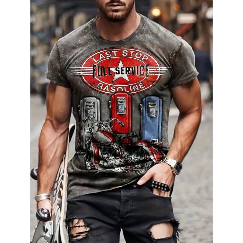 Summer Round Neck 3D Cool Print Top Fashionable Casual Short Sleeved Men's T-shirts