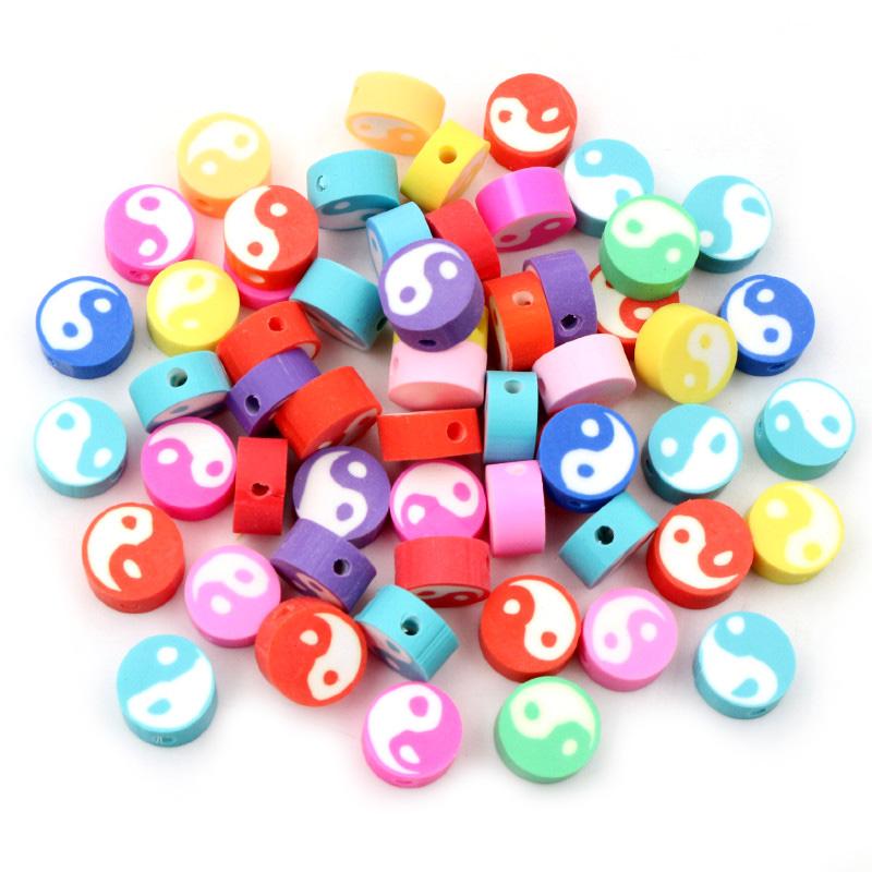 50pcs 10mm Clay Spacer Beads Polymer Loose Beads Random Colors Fruit Flower Animal Shape For Jewelry Making DIY Accessories