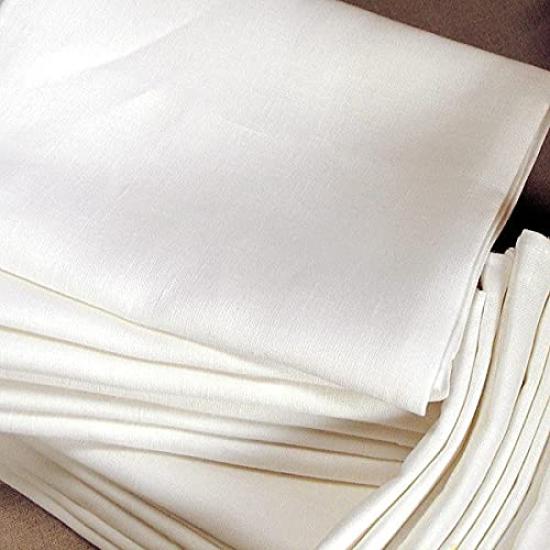 CALIENTE Lithuania Linen Cloth Linen Large Kitchen Cloth Towel Lunch Mat Plano White Set of 100% (Large (47x70cm), (Off - Plain) 2)