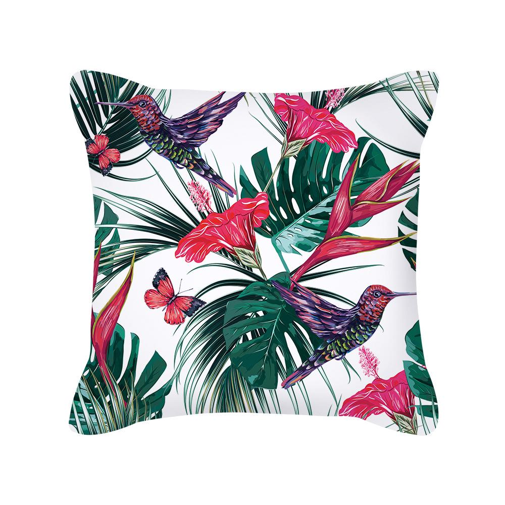 Nordic Plant Pillow Cover, Retro Flower and Bird Peach Skin Pillow Cover, Sofa Pillow, Office Cushion