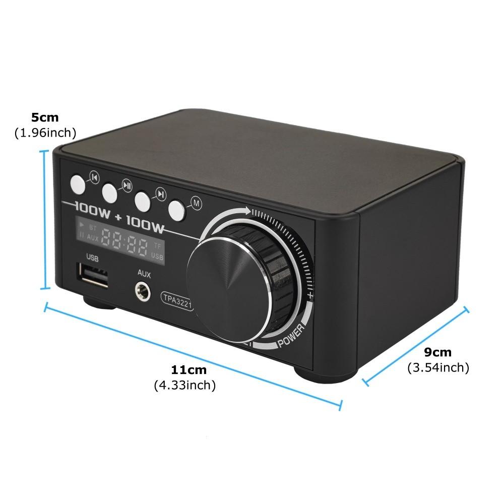 Bluetooth 5.3 TPA3221 Class D Power Mini Amplifier 2.0 Digital Amplifier 100Wx2 200W Home Audio System with PC USB