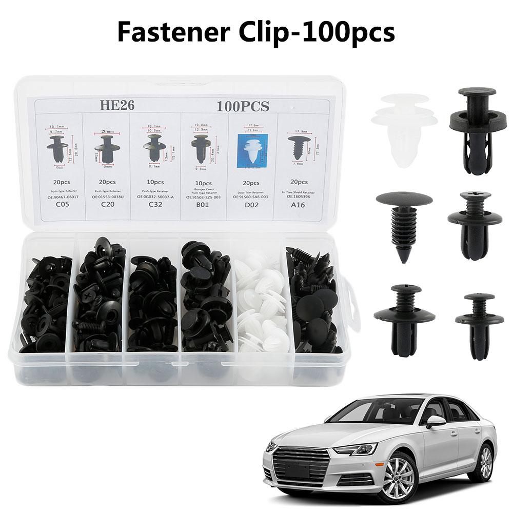 100PCS/Set Car Retainer Clips Set Universal Reusable Plastic Door Panel Fasteners Kit Multiple Sizes Car Clips Set Car Repairing