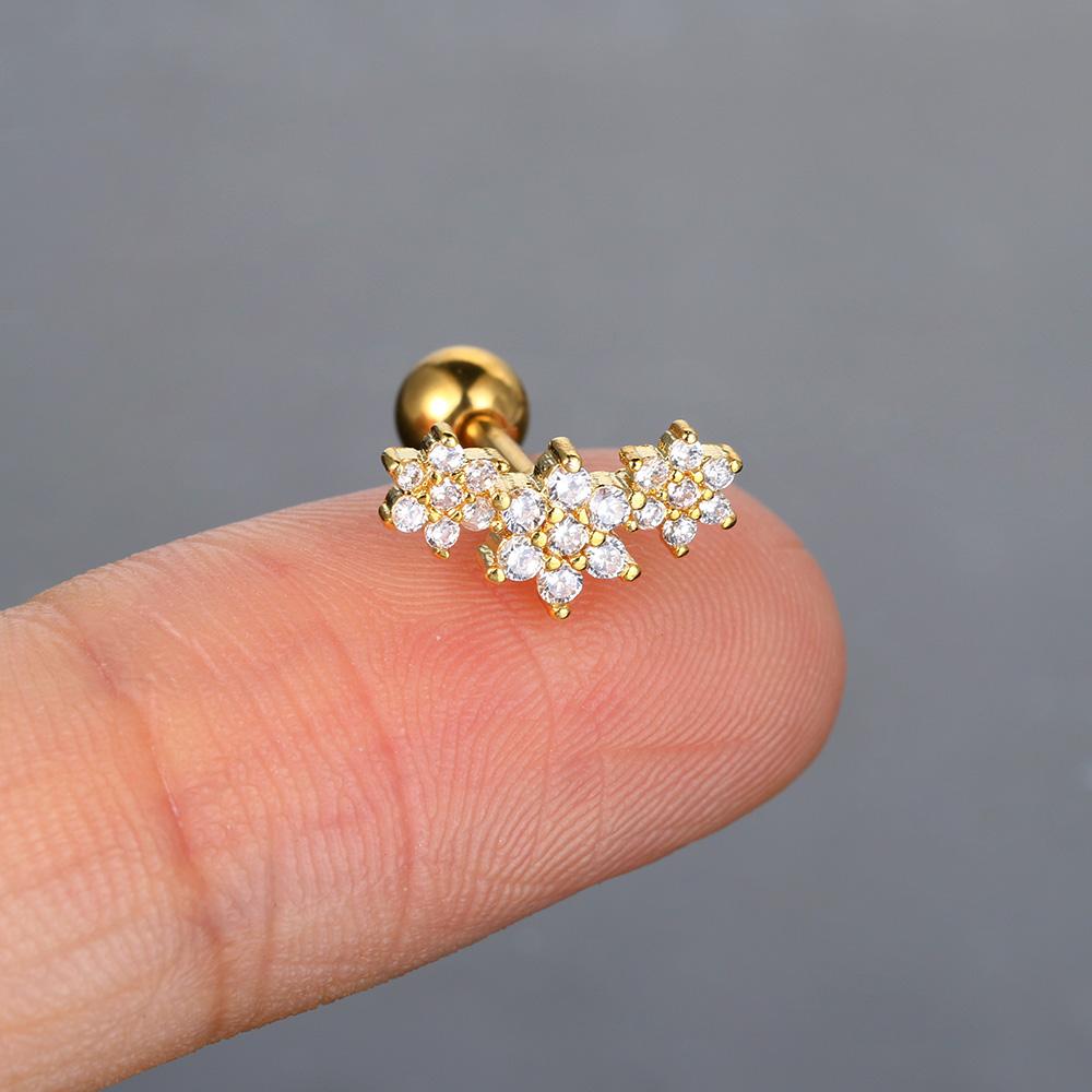 1ks Piercing do chrupavky Náušnice pro ženy Mini Zirkonový Květ Móda Piercing Helix Tragus Ušní Doplňky Šperky na tělo Dárek
