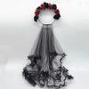 Delicate Headband Wedding Hairband Thin Brimmed Long Tulle& Flower Hair Hoop