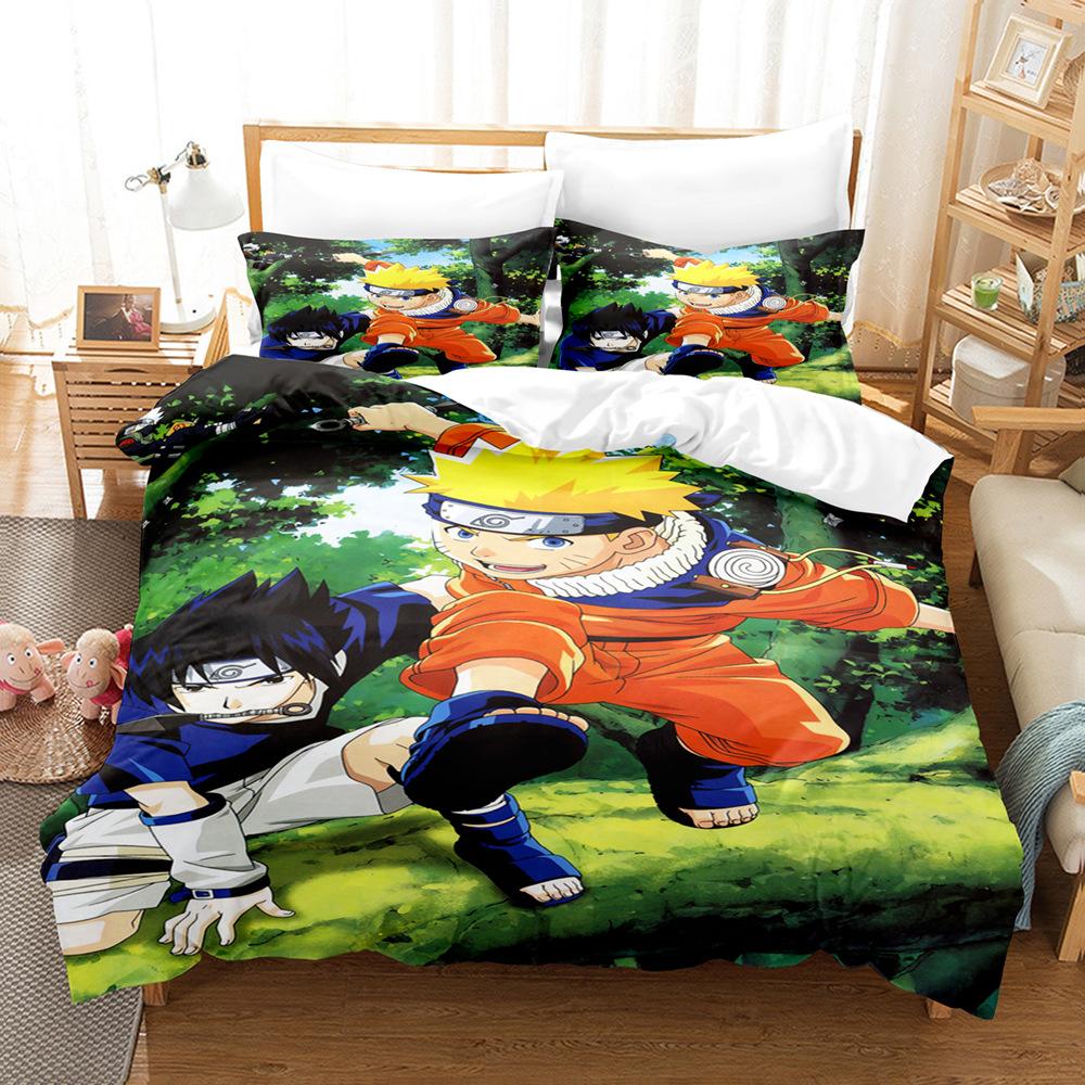 3D Printed Bedding Three-Piece Set, Anime, Naruto Sasuke