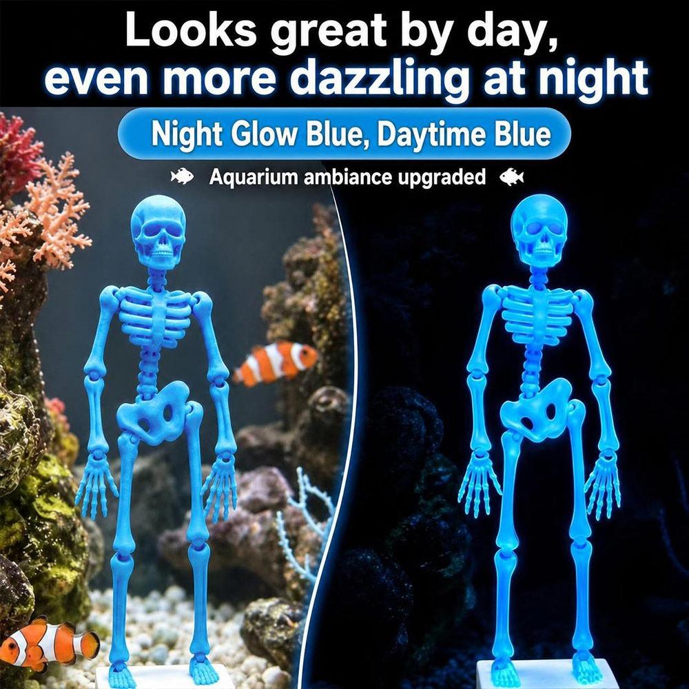 Bubble Activated Aquarium Skeleton Ornament Luminous Skeleton Air Stone Fish Tank Decoration