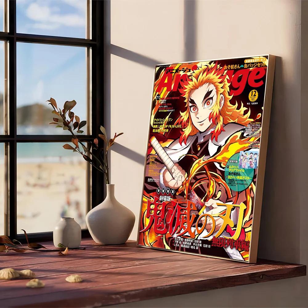 Anime Demon Slayer R-Rengoku Kyoujurou Poster Anime Poster Selbstklebend HD Qualität Wandkunst Retro Poster für Zuhause Kawaii Raumdeko