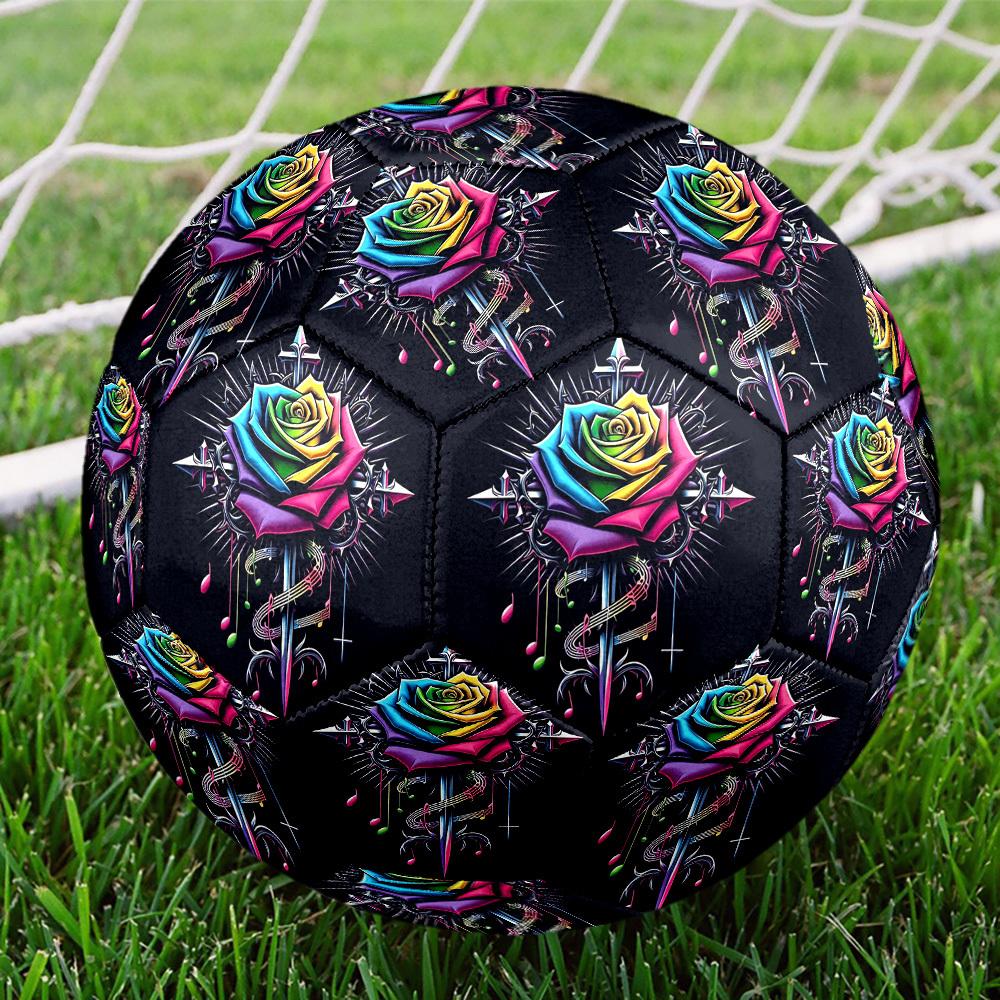 1pc Rainbow Rose Cross Size 5 Soccer Ball Professional Match Training Football Indoor &Outdoor Sports Ball Lightweight Durable m6519