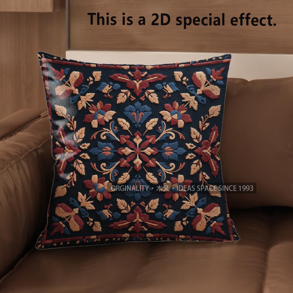 2D Intricate Floral Pattern Decorative Pillow Covers Pattern Cushion Cover Suitable For Sofa Bedroom Car Pillow Cover