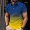 Men's Stylish Gradient Short-Sleeve Polo, Great for Casual Daily Wear.