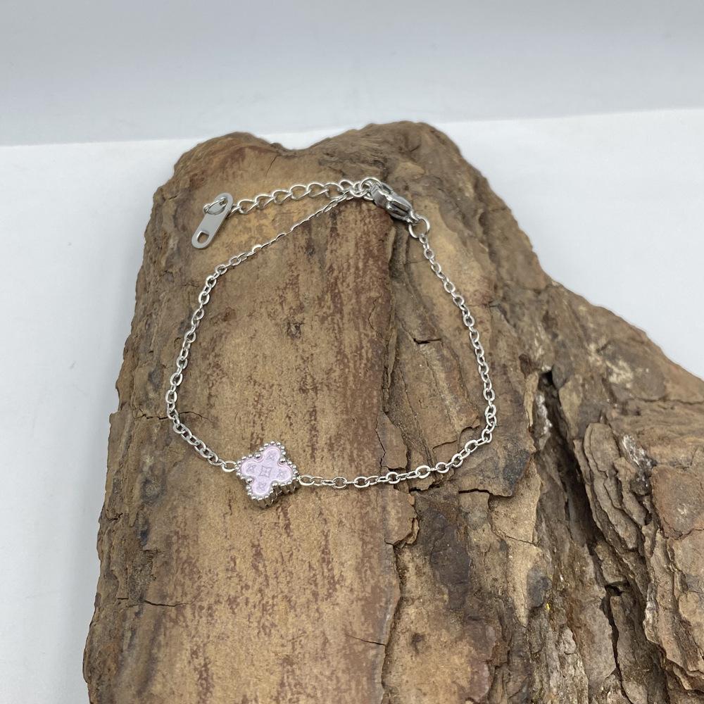 Bransoletka ze stali tytanowej 9 mm, czterolistna koniczyna, wzór gwiazdy, szczęśliwa czterolistna koniczyna