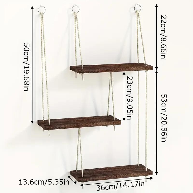 3 Tiers Plant Rack Living Room Decoration Macrame Wall Hanging Shelf Bohemian Wall Mounted Shelves Home 2 Colors