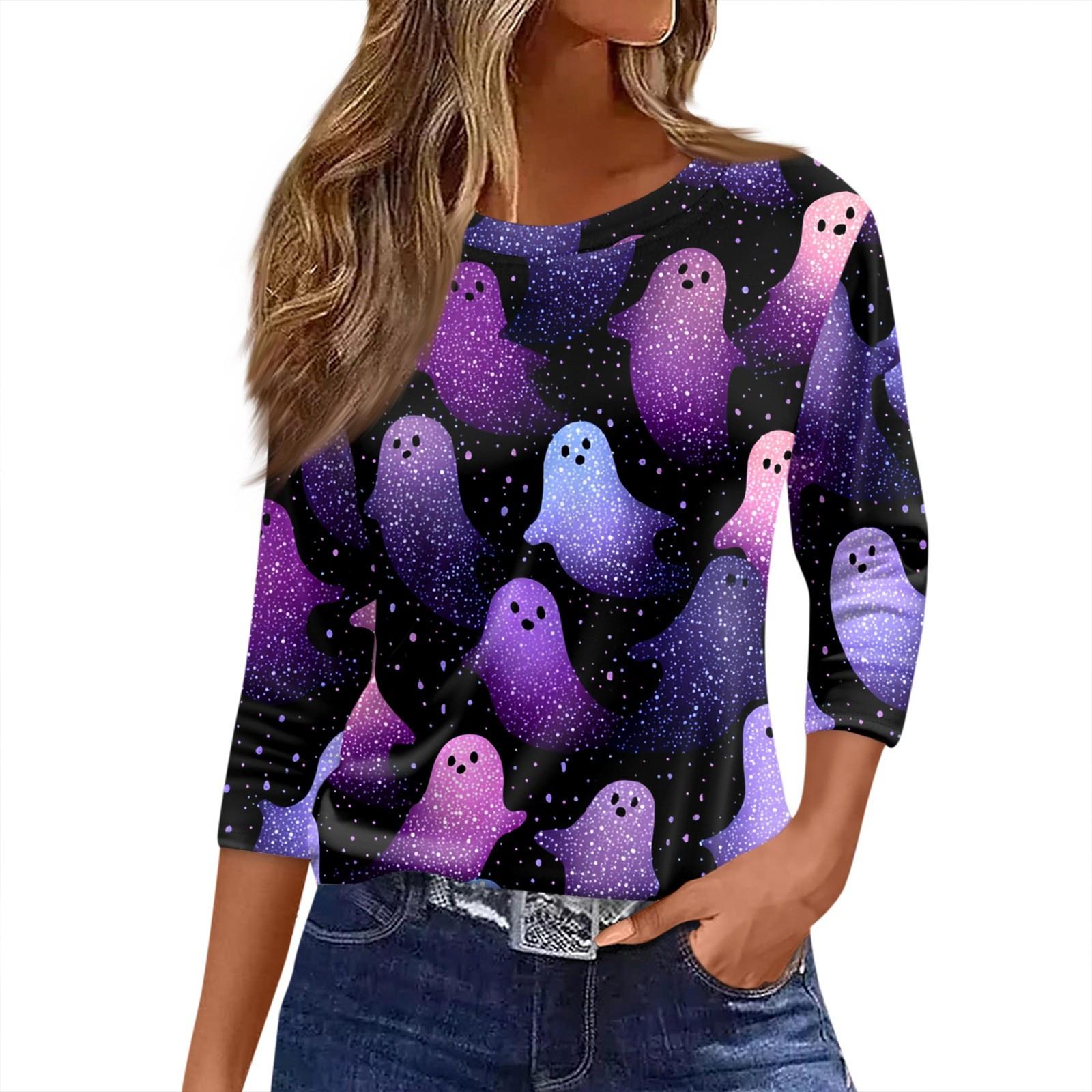 

Women s O-neck 3/4 Sleeve Printed Top XXXL