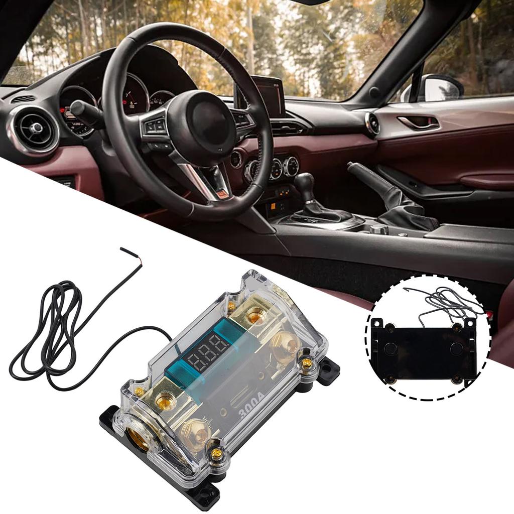 1pc Car Black Fuse Holder Car Audio LED Digital Display Inline ANL Fuse Holder 300 Amp 0 2 4 Gauge 10.8x7.1x4cm M3x0.5