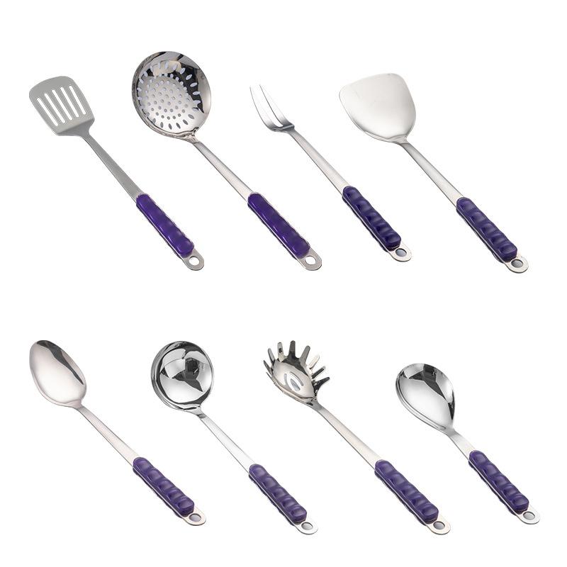 HANYANG Stainless Steel Kitchenware Set Colourful Handle Thickened Stir-Fry Spatula Insulated Cooking Spatula Spatula Spatula Fishing Noodle Spoon