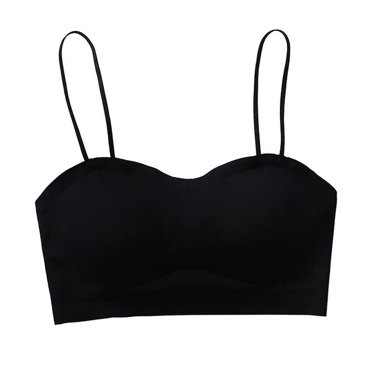 Underwear Small Breasts Gathering Sling Vest Women's Strap Removable Chest Pad Top No Steel Rim Chest Thin Shoulder Strap Girls Bra