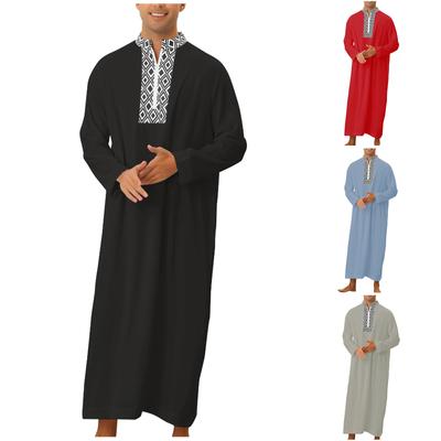 (Qunide) Men's Robe, Pullover Zip Closure Casual Wear, Muslim Robe Suitable For Home, A Gift For Father And Friends