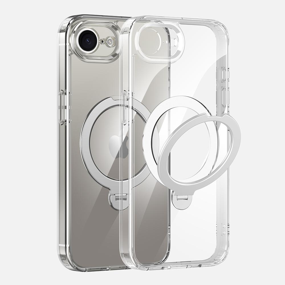 

New Model Suitable for Apple 16 Transparent Fulcrum Case 14 Simple 15promax Rotating Magnetic Stand Mobile Phone Case For iphone16e