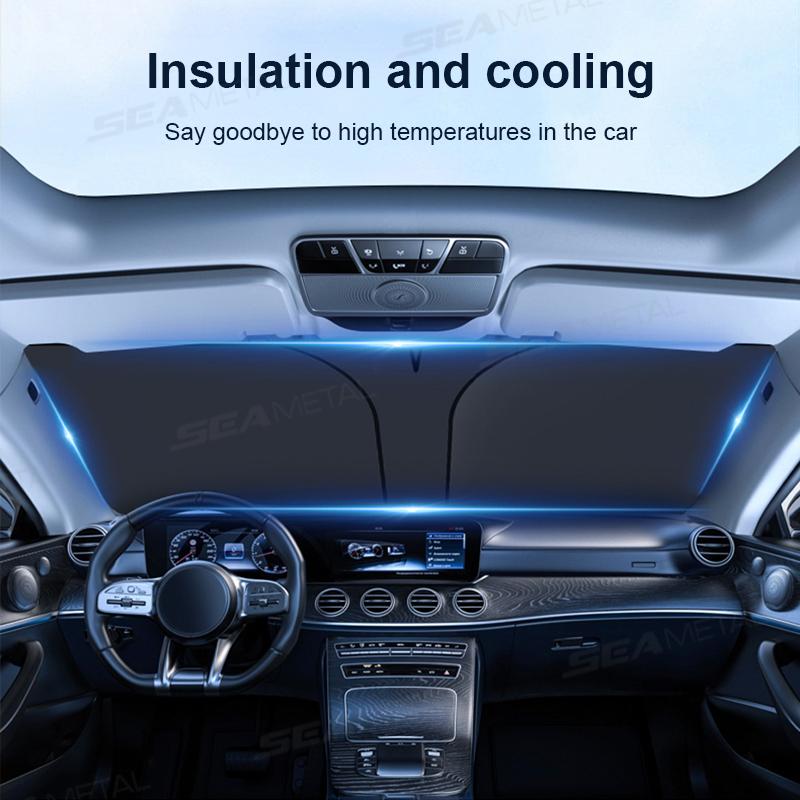 SEAMETAL Car Windshield Curtains UV-Reflective Laser Layer Sun Shade Windscreen Sun Protection Cover Cooling Heat Shield Curtain
