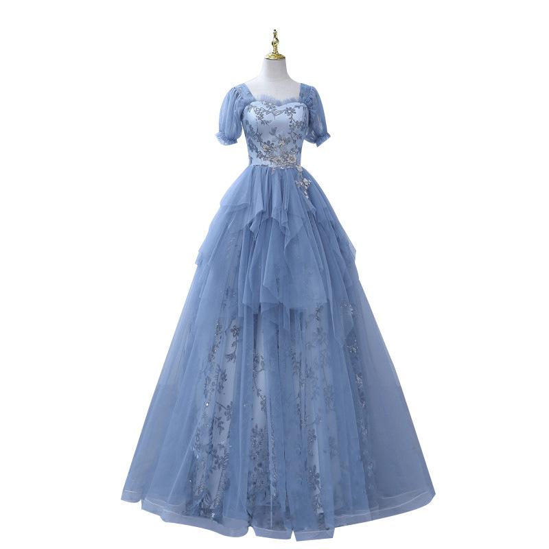 1011 New Performance Clothes Long Vocal Beauty Vocal Art Test Dress Host Annual Meeting Solo Evening Dress Fluffy Skirt