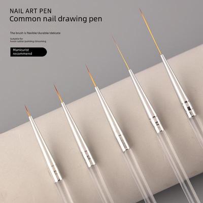 Ultra-Fine Japanese Nail Art Pen Set: 5-Piece Brush Kit for Delicate Outlines, Flower Carving, and Detailing.